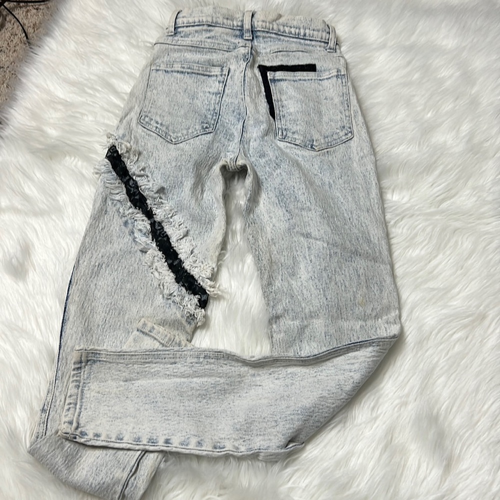 Stefano sz 4 vintage acid wash jeans w/ lace accents 80s 90s skinny - Picture 2 of 7